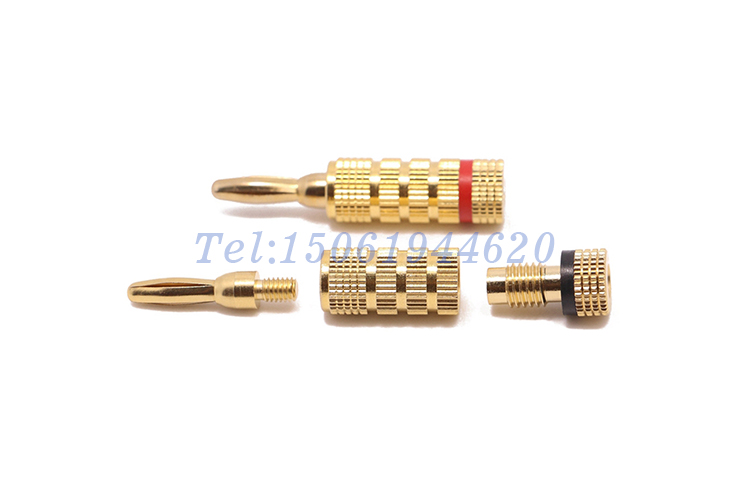 4mm音箱線香蕉接頭 喇叭線香蕉插 純銅鍍金中道插頭 10.012