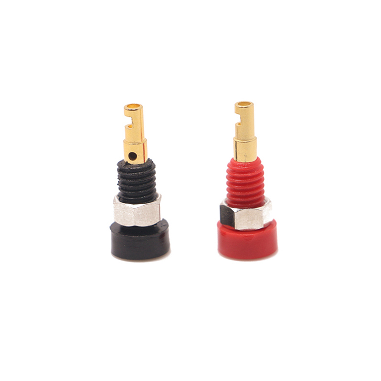 24.101艾邁斯2mm面板插座銅鍍金鍍鎳接線柱開孔直徑5mm耐電流10A