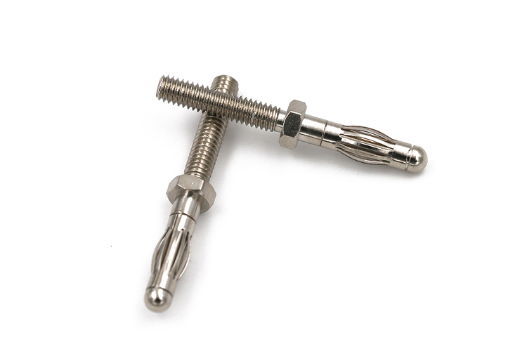 艾邁斯28.415 全銅鍍鎳燈籠頭4mm香蕉插頭公頭尾部M4螺紋18mm長