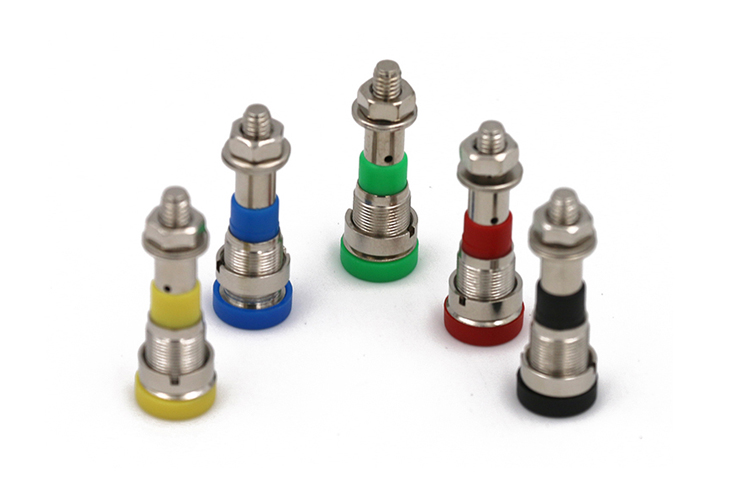 4mm接線柱香蕉插座 純銅鍍鎳 PA護(hù)套 24.249 焊接頂部螺母插座面板 耐24A